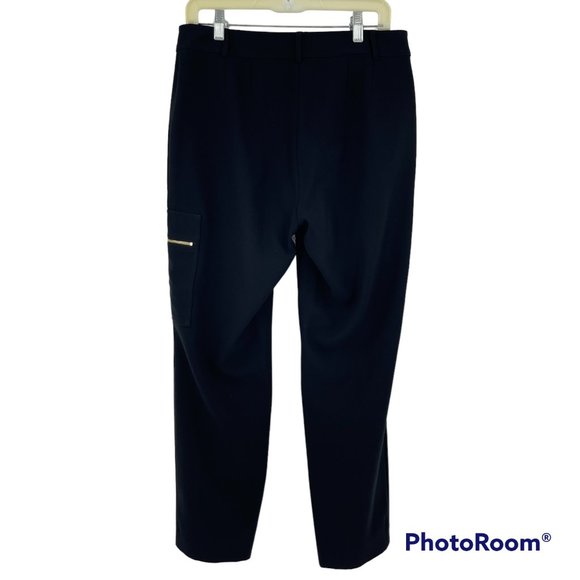 St. John Trousers Black Zip Pockets Straight Leg Stretch Casual Work Pant Size 8 - Picture 6 of 6